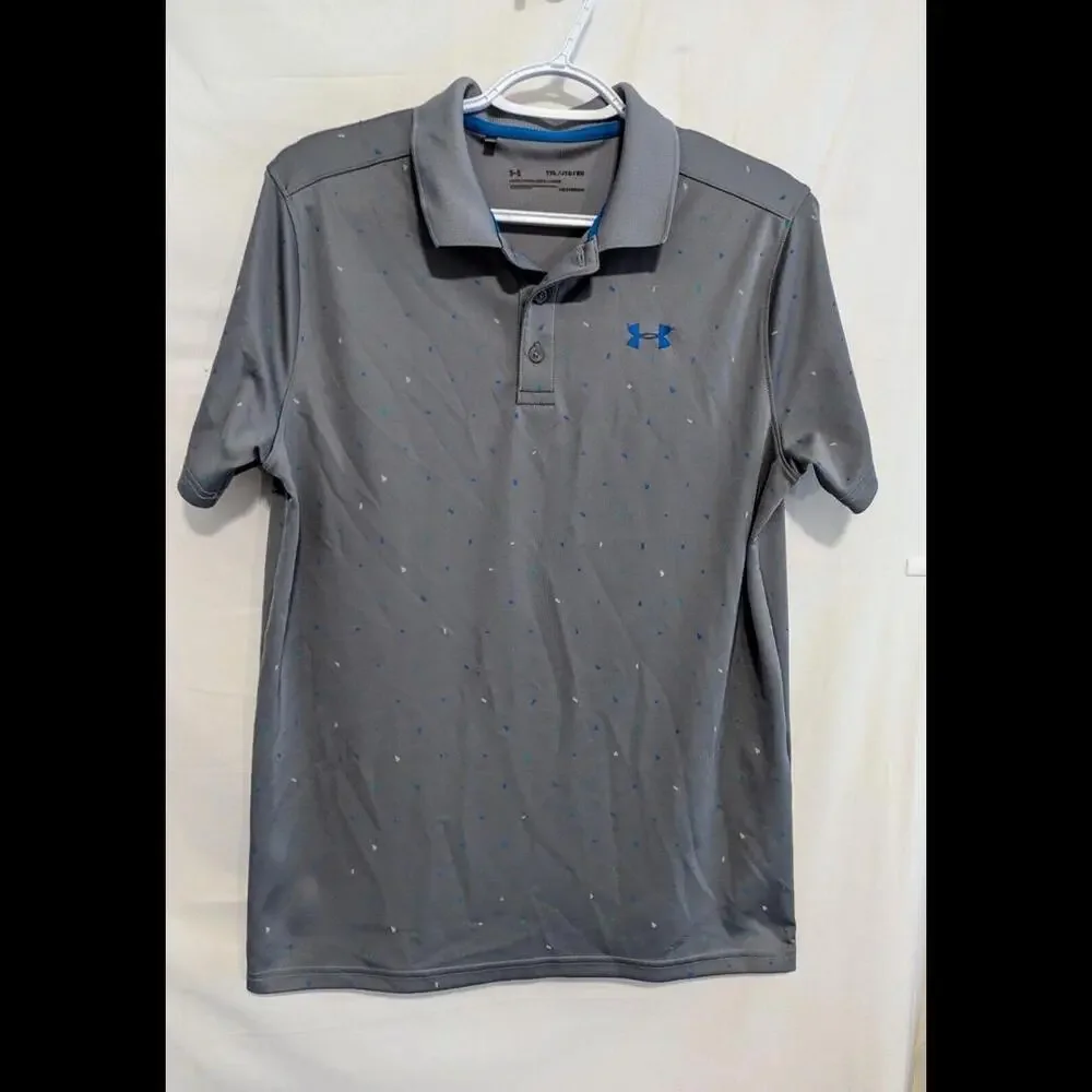 Boys Collared Under Armour Gray Shirt/ Speckled/Logo/YXL/Comfortable - Picture 1 of 6